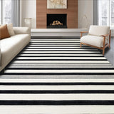 Ultra Soft Area Rug, Non Slip, Stain Resistant, Washable Area Rugs for Living Room, Bedroom, Farmhouse Style Striped Carpet for Porch Entry(Black)