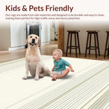 Ultra Soft Area Rug, Non Slip, Stain Resistant, Washable Area Rugs for Living Room, Bedroom, Modern Linear Art(Beige)