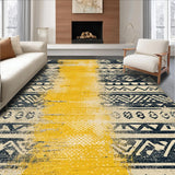 Ultra Soft Area Rug, Non Slip, Stain Resistant, Washable Area Rugs for Living Room, Bedroom, Vintage Low-Pile Stain-Resistant Bedroom Carpet(Yellow)