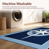 Ultra Soft Area Rug, Non Slip, Stain Resistant, Washable Area Rugs for Living Room, Bedroom, Serene Blue Tones with Compass(Blue)