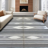 Ultra Soft Area Rug, Non Slip, Stain Resistant, Washable Area Rugs for Living Room, Bedroom, Artful Geometric Stripe Composition(Black)