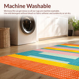 Ultra Soft Area Rug, Non Slip, Stain Resistant, Washable Area Rugs for Living Room, Bedroom, Eclectic Colorful Circular Textile Charm(Orange)