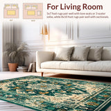 Ultra Soft Area Rug, Non Slip, Stain Resistant, Washable Area Rugs for Living Room, Bedroom, Timeless Elegant Green Palette(Green)