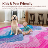 Ultra Soft Area Rug, Non Slip, Stain Resistant, Washable Area Rugs for Living Room, Bedroom, Eclectic Colorful Stripe Aesthetic(Pink)