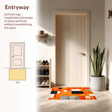 Ultra Soft Area Rug, Non Slip, Stain Resistant, Washable Area Rugs for Living Room, Bedroom, Chic Mid-Century Modern Artistry(Orange)
