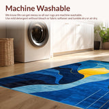 Ultra Soft Area Rug, Non Slip, Stain Resistant, Washable Area Rugs for Living Room, Bedroom, Rustic Textured Artful Statement(Blue)