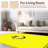 Ultra Soft Area Rug, Non Slip, Stain Resistant, Washable Area Rugs for Living Room, Bedroom, Charming Animated Face Concept(Yellow)