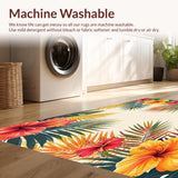 Ultra Soft Area Rug, Non Slip, Stain Resistant, Washable Area Rugs for Living Room, Bedroom, Botanical Bliss Tropical Paradise Vibrant Colors(Red)