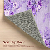 Ultra Soft Area Rug, Non Slip, Stain Resistant, Washable Area Rugs for Living Room, Bedroom, Purple Whimsical Curved Lines(Purple)