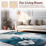 Ultra Soft Area Rug, Non Slip, Stain Resistant, Washable Area Rugs for Living Room, Bedroom, Elegant Gray Blue Floral Vibes(Gray)
