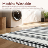 Ultra Soft Area Rug, Non Slip, Stain Resistant, Washable Area Rugs for Living Room, Bedroom, Graphic Contrast Rug Bold Black White Parallel Lines Reversible(White)
