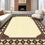 Ultra Soft Area Rug, Non Slip, Stain Resistant, Washable Area Rugs for Living Room, Bedroom, Geometric Brown and Beige Modern Border Area(Beige)