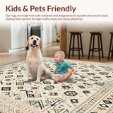Ultra Soft Area Rug, Non Slip, Stain Resistant, Washable Area Rugs for Living Room, Bedroom, Beige Boho with Diamond(Beige)