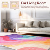Ultra Soft Area Rug, Non Slip, Stain Resistant, Washable Area Rugs for Living Room, Bedroom, Charming Pastel Tie Dye Aesthetic(Pink)