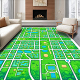Ultra Soft Area Rug, Non Slip, Stain Resistant, Washable Area Rugs for Living Room, Bedroom, Interactive Green City Map Playroom Carpet(Green)