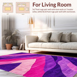 Ultra Soft Area Rug, Non Slip, Stain Resistant, Washable Area Rugs for Living Room, Bedroom, Dynamic Modern Striped Arrangement(Purple)