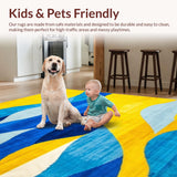Ultra Soft Area Rug, Non Slip, Stain Resistant, Washable Area Rugs for Living Room, Bedroom, Elegant Colorful Swirl Pattern(Yellow)