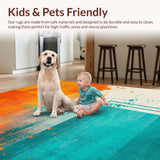 Ultra Soft Area Rug, Non Slip, Stain Resistant, Washable Area Rugs for Living Room, Bedroom, Chic Abstract Paint Splatter Style(Orange)