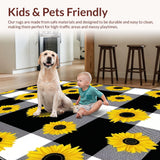Ultra Soft Area Rug, Non Slip, Stain Resistant, Washable Area Rugs for Living Room, Bedroom, Seasonal Cheerful Sunflower Theme(Yellow)