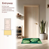 Ultra Soft Area Rug, Non Slip, Stain Resistant, Washable Area Rugs for Living Room, Bedroom, Monstera Plant Bathroom Rug Washable and Cute(Green)