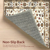 Ultra Soft Area Rug, Non Slip, Stain Resistant, Washable Area Rugs for Living Room, Bedroom, Floral Trellis Geometric Area With Aged Elegance And Artful Fusion(Ivory)