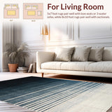 Ultra Soft Area Rug, Non Slip, Stain Resistant, Washable Area Rugs for Living Room, Bedroom, Non-Slip Area Rug Striped Ombre Design Washable Decor(Blue)