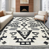 Ultra Soft Area Rug, Non Slip, Stain Resistant, Washable Area Rugs for Living Room, Bedroom, Luxurious Black and White Medallion(Black)