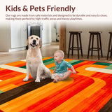 Ultra Soft Area Rug, Non Slip, Stain Resistant, Washable Area Rugs for Living Room, Bedroom, Dynamic Earth Tone Geometric Visual(Orange)
