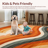 Ultra Soft Area Rug, Non Slip, Stain Resistant, Washable Area Rugs for Living Room, Bedroom, Sophisticated Cozy Symmetrical Design(Orange)