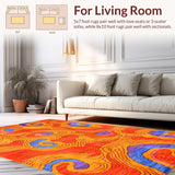 Ultra Soft Area Rug, Non Slip, Stain Resistant, Washable Area Rugs for Living Room, Bedroom, Bold Retro Color Play Design(Red)