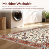 Ultra Soft Area Rug, Non Slip, Stain Resistant, Washable Area Rugs for Living Room, Bedroom, Classic Elegant Floral Harmony(Ivory)