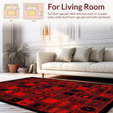 Ultra Soft Area Rug, Non Slip, Stain Resistant, Washable Area Rugs for Living Room, Bedroom, Chic Minimalist Music Note Aesthetic(Red)