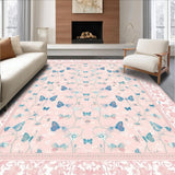 Ultra Soft Area Rug, Non Slip, Stain Resistant, Washable Area Rugs for Living Room, Bedroom, Serene Floral Scalloped Pattern(Pink)
