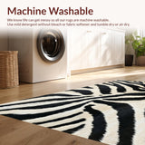 Ultra Soft Area Rug, Non Slip, Stain Resistant, Washable Area Rugs for Living Room, Bedroom, Exotic Zebra Print Entryway Runner Rug(Black)