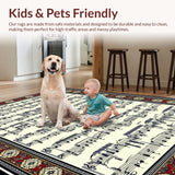 Ultra Soft Area Rug, Non Slip, Stain Resistant, Washable Area Rugs for Living Room, Bedroom, Bold Retro Rhythm Pattern Aesthetic(Red)