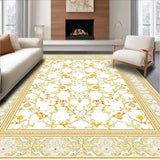 Trellis Design Area Non Shedding Easy Care Beige and Wheat(White)