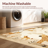 Ultra Soft Area Rug, Non Slip, Stain Resistant, Washable Area Rugs for Living Room, Bedroom, Vibrant Animal Print Motif(Beige)