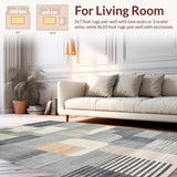 Ultra Soft Area Rug, Non Slip, Stain Resistant, Washable Area Rugs for Living Room, Bedroom, Chic Minimalist Textured Geometric Motif(Gray)