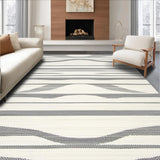 Ultra Soft Area Rug, Non Slip, Stain Resistant, Washable Area Rugs for Living Room, Bedroom, Sophisticated Geometric Ivory Contrast(White)
