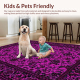Ultra Soft Area Rug, Non Slip, Stain Resistant, Washable Area Rugs for Living Room, Bedroom, Vintage Scroll Flourish Aesthetic(Purple)
