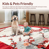 Ultra Soft Area Rug, Non Slip, Stain Resistant, Washable Area Rugs for Living Room, Bedroom, Dynamic Cherry Petals Artistic Composition(Red)