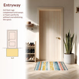 Ultra Soft Area Rug, Non Slip, Stain Resistant, Washable Area Rugs for Living Room, Bedroom, Artistic Multicolor Striped Weave(Yellow)