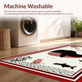 Ultra Soft Area Rug, Non Slip, Stain Resistant, Washable Area Rugs for Living Room, Bedroom, Sleek Minimalist Sea Creature Style(Black)