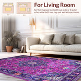 Ultra Soft Area Rug, Non Slip, Stain Resistant, Washable Area Rugs for Living Room, Bedroom, Elegant Pastel Geometric Motif(Pink)