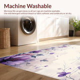 Ultra Soft Area Rug, Non Slip, Stain Resistant, Washable Area Rugs for Living Room, Bedroom, Whimsical Floral Brushstroke Creation(Purple)