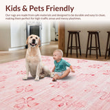 Ultra Soft Area Rug, Non Slip, Stain Resistant, Washable Area Rugs for Living Room, Bedroom, Pink Knot Bow Accent Rug, Pretty Bows Carpet, Cute Bows Home Decor(Pink)