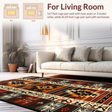 Ultra Soft Area Rug, Non Slip, Stain Resistant, Washable Area Rugs for Living Room, Bedroom, Native American Pattern Bedroom Stain-Resistant Carpet(Brown)