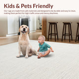 Ultra Soft Area Rug, Non Slip, Stain Resistant, Washable Area Rugs for Living Room, Bedroom, Transitional Earth Tones Elegance(White)
