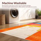 Ultra Soft Area Rug, Non Slip, Stain Resistant, Washable Area Rugs for Living Room, Bedroom, Chic Distressed Colorful Patterns(Orange)