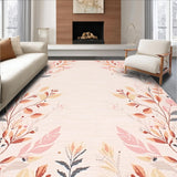 Ultra Soft Area Rug, Non Slip, Stain Resistant, Washable Area Rugs for Living Room, Bedroom, Vibrant Boho Leafy Design(Beige)